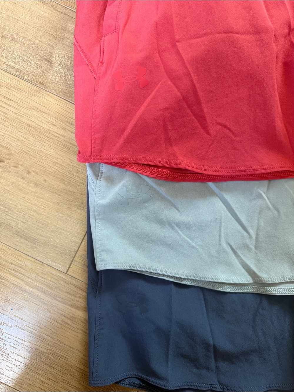 Under Armour Women's Athletic Shorts Trio - Light Blue, Red, Navy - Picture 8 of 8